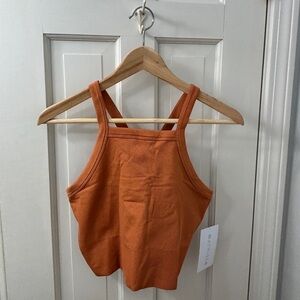 Athleta Orange Ribbed Tank Top Size Large